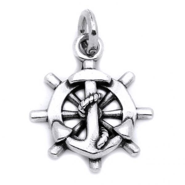 Pandantiv argint 925 rodiat timona cu ancora [2]